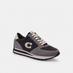 Black/Heather Grey Coach Runner Sneaker | COH866799