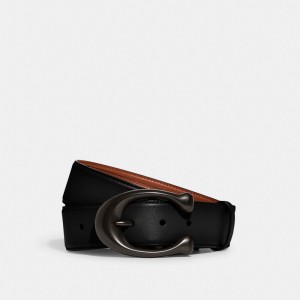 Black/Saddle Coach Signature Buckle Cut To Size Reversible Belt, 38 Mm | COH867004