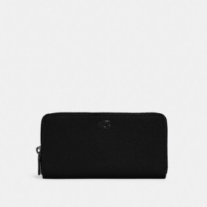 Black Coach Accordion Wallet With Signature Canvas Interior | COH866732