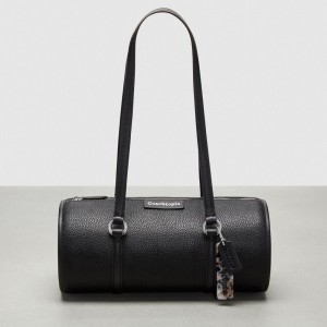 Black Coach Barrel Bag In Pebbled Coachtopia Leather | COH864752