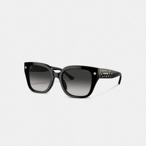 Black Coach Charms Oversized Square Sunglasses | COH866351