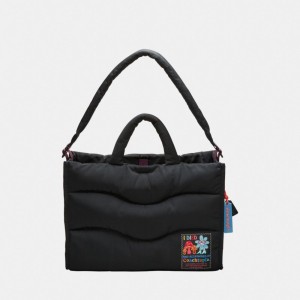 Black Coach Coachtopia Loop Tote With Wavy Quilting | COH865092