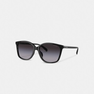 Black Coach Embedded Wire Square Sunglasses | COH866390