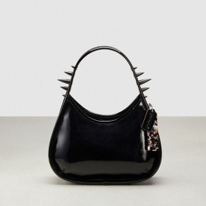 Black Coach Ergo Bag In Crinkle Patent Coachtopia Leather: Spikes | COH864837