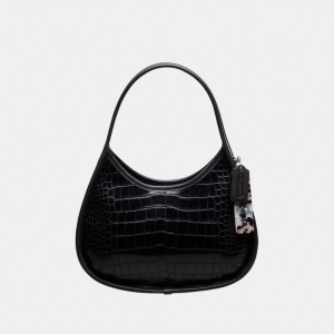 Black Coach Ergo Bag In Croc Embossed Coachtopia Leather | COH864972