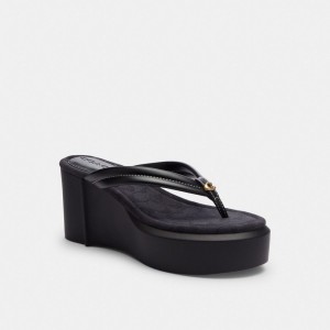Black Coach Franki Flip Flop In Signature Jacquard | COH865860