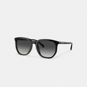 Black Coach Geometric Square Sunglasses | COH866361