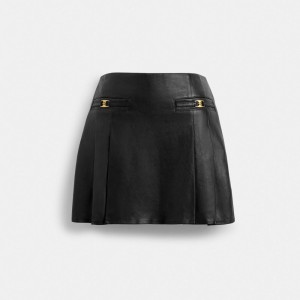 Black Coach Heritage C Leather Mini Skirt | COH866029