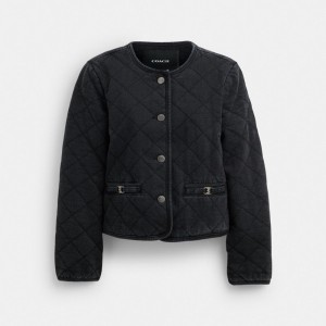 Black Coach Heritage C Quilted Denim Jacket In Organic Cotton | COH865940