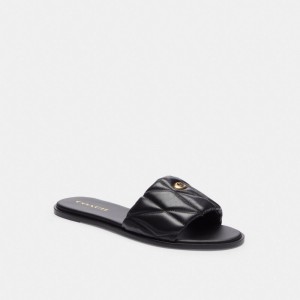 Black Coach Holly Sandal With Quilting | COH865871