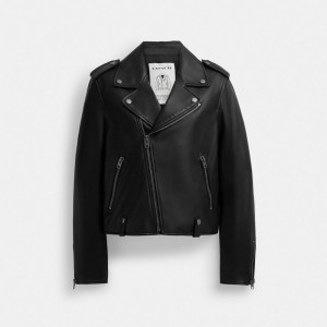 Black Coach Moto Jacket | COH865937