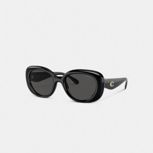 Black Coach Pillow Tabby Round Sunglasses | COH866354