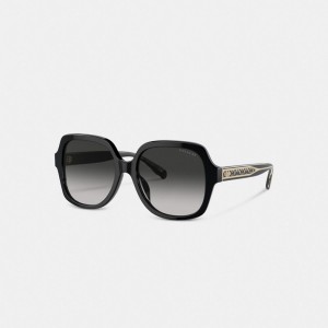 Black Coach Signature Ombré Oversized Square Sunglasses | COH866355