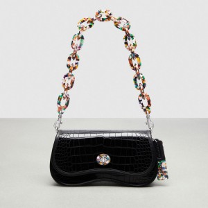 Black Coach Wavy Dinky Bag In Croc Embossed Coachtopia Leather | COH865308