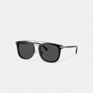 Black Coach Wrap Around Hangtag Browbar Sunglasses | COH867058