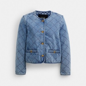 Blue Coach Heritage C Quilted Denim Jacket In Organic Cotton | COH865920