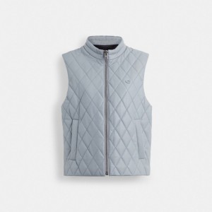Blue Coach Leather Quilted Vest | COH865919