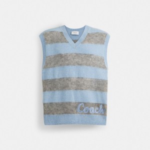 Blue Multi Coach Sweater Vest | COH866892