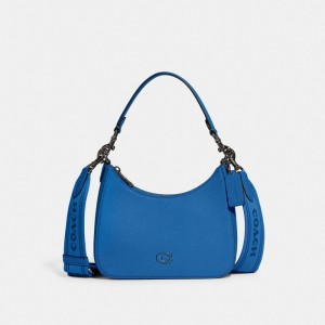 Blueberry Coach Hobo Crossbody Bag With Signature Canvas | COH865275