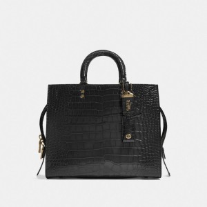 Brass/Black Coach Rogue Bag In Alligator | COH865164