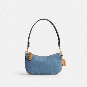 Brass/Indigo Coach Swinger Bag 20 | COH864991