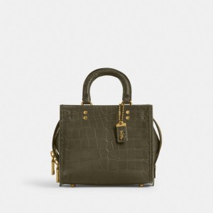 Brass/Olive Coach Rogue 20 In Alligator | COH865259