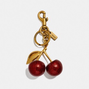 Brass/Red Apple Coach Cherry Bag Charm | COH866479