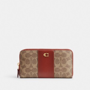 Brass/Tan/Rust Coach Accordion Zip Wallet In Colorblock Signature Canvas | COH865521
