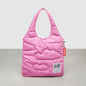 Bright Magenta Coach Coachtopia Loop Flat Tote With Cloud Quilting | COH865009