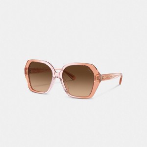Brown Gradient Coach Signature Ombré Geometric Square Sunglasses | COH866380