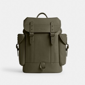 Calf Leather/Army Green Coach Hitch Backpack | COH865455