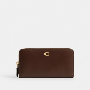 Calf Leather/Brass/Maple Coach Accordion Zip Wallet | COH865502