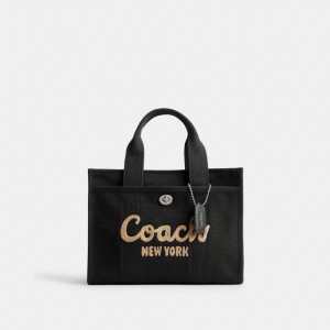 Canvas/Silver/Black Coach Cargo Tote Bag 26 | COH865094