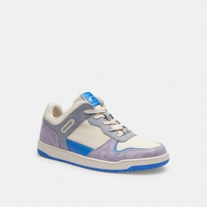 Chalk/Soft Purple Coach C201 Sneaker In Signature Canvas | COH866808