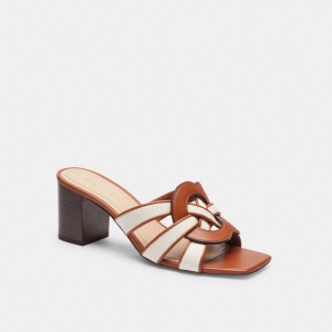 Chalk Burnished Amber Coach Nikki Sandal | COH865885