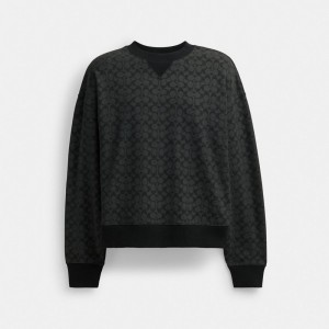 Charcoal Signature Coach Essential Signature Crewneck | COH865989