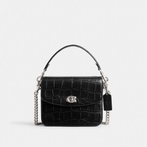 Croc Embossed Leather/Silver/Black Coach Cassie Crossbody Bag 19 | COH865277