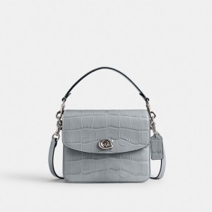 Croc Embossed Leather/Silver/Grey Blue Coach Cassie Crossbody Bag 19 | COH864929