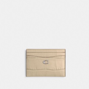Croc Embossed Leather/Silver/Ivory Coach Essential Card Case | COH865547