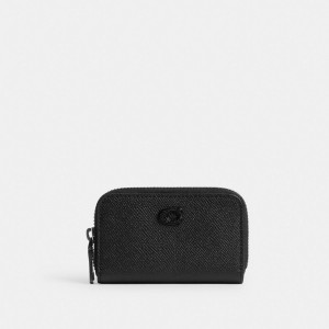 Crossgrain Leather/Black Coach Small Zip Around Card Case | COH866775