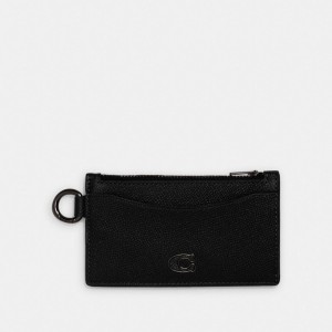 Crossgrain Leather/Black Coach Zip Card Case | COH865692
