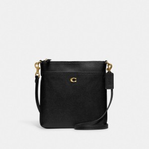 Crossgrain Leather/Brass/Black Coach Kitt Messenger Crossbody Bag | COH865320