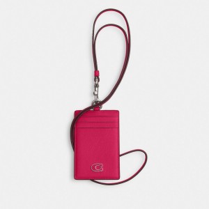 Crossgrain Leather/Dragon Fruit Coach Id Lanyard With Signature Canvas | COH865686