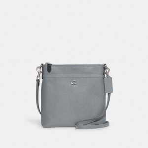 Crossgrain Leather/Silver/Grey Blue Coach Kitt Messenger Crossbody Bag | COH865256