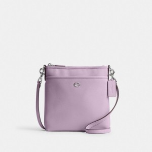 Crossgrain Leather/Silver/Soft Purple Coach Kitt Messenger Crossbody Bag | COH865219