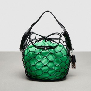 Electric Kelp/Black Coach Basket Bag In Regenerative Leather | COH865145