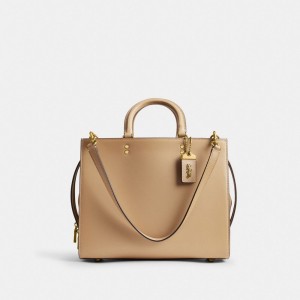 Glovetan Leather/Brass/Beige Coach Rogue Bag | COH865165
