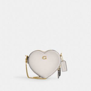 Glovetan Leather/Brass/Chalk Coach Heart Crossbody Bag 14 | COH865430