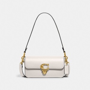 Glovetan Leather/Brass/Chalk Coach Studio Baguette Bag | COH865195