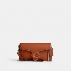 Glovetan Leather/Silver/Burnished Amber Coach Tabby Crossbody Wristlet | COH865641